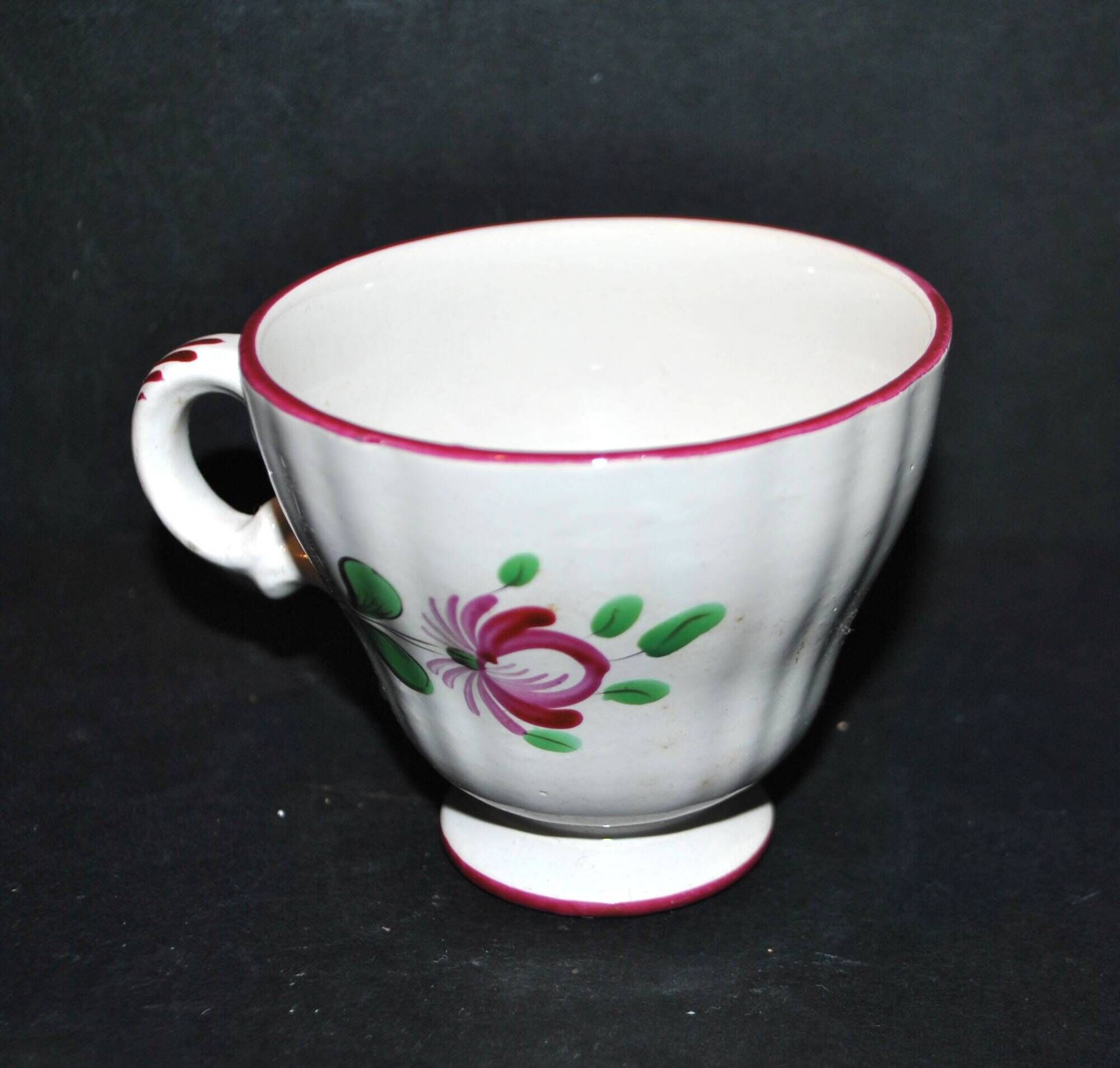 COQ coffee cup in earthenware from Saint-Clément - hand-painted decor Faïencerie de l'Est