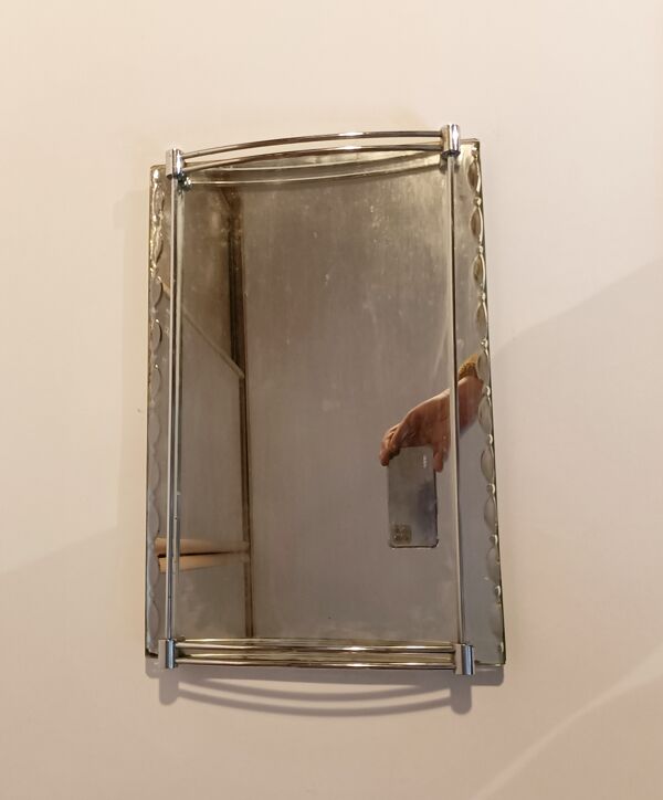 Plateau miroir au mercure biseauté 1940/50