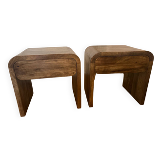 Pair of Bedside Tables - mango wood