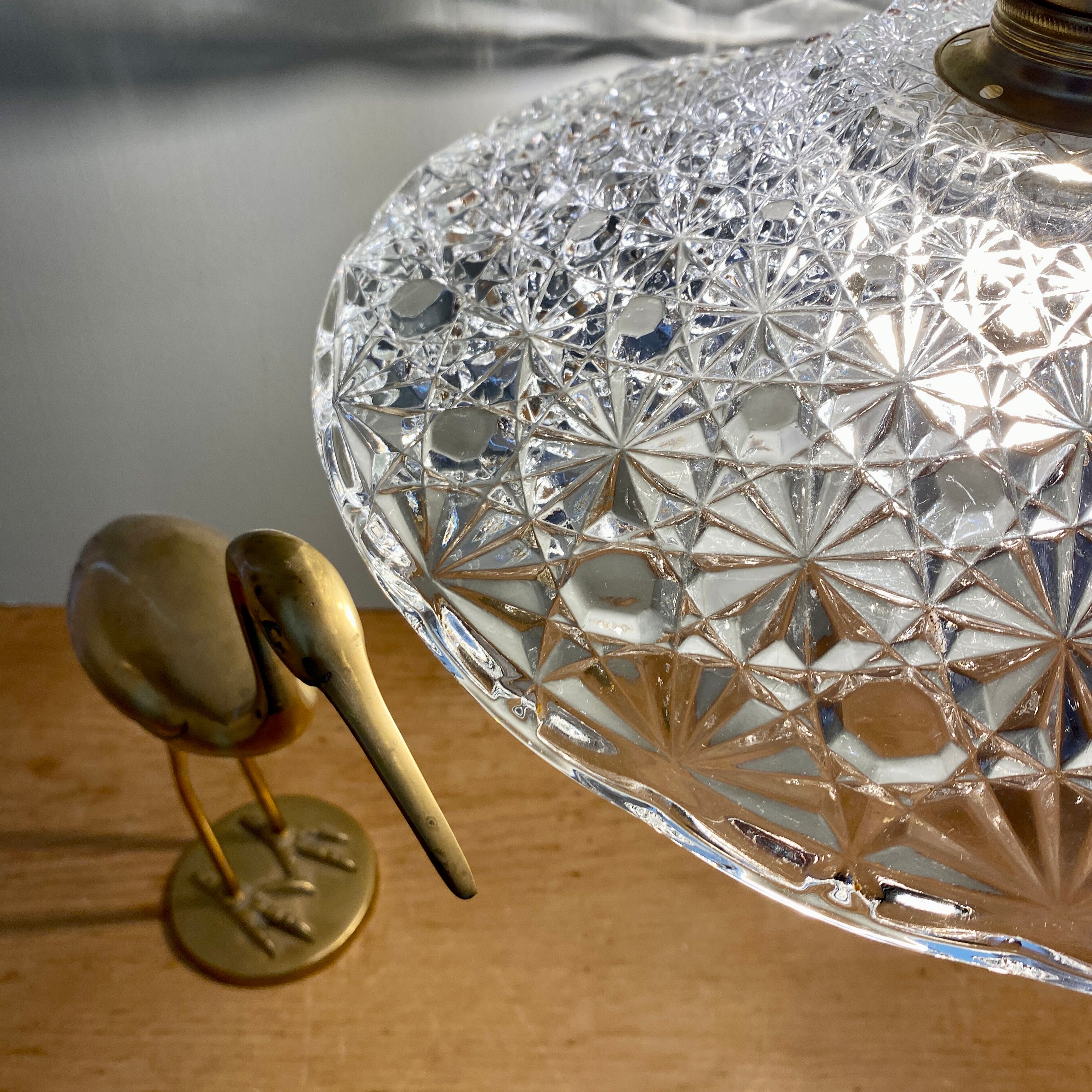 Vintage aabt-jour pendant lamp in molded glass