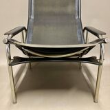 Black leather reclining relax armchair, 1960s design.