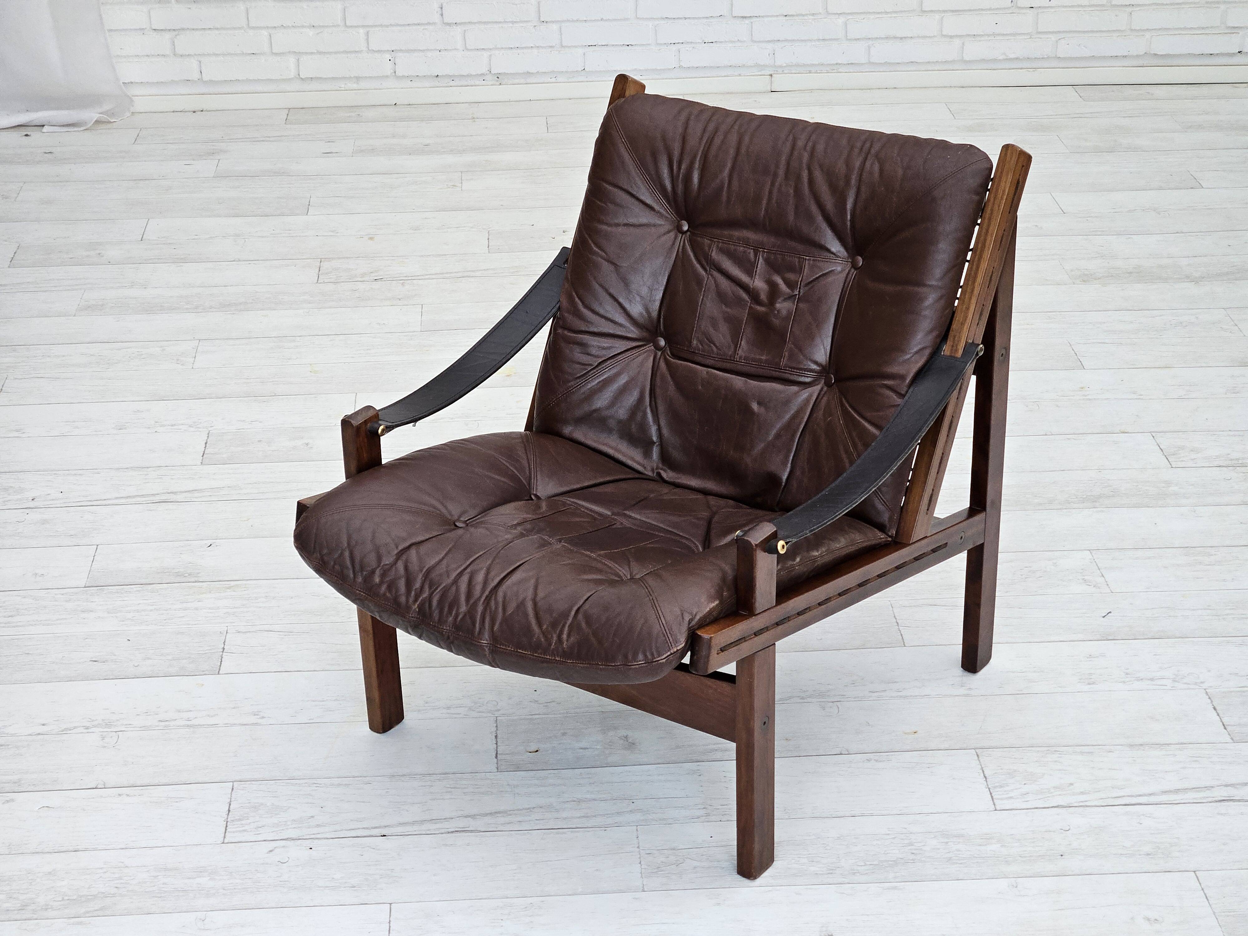 1970s, Norwegian design by Torbjørn Afdal, "Hunter" chair, leather.
