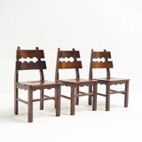 Ensemble de chaises de salle à manger Razorblade en chêne massif, années 1970