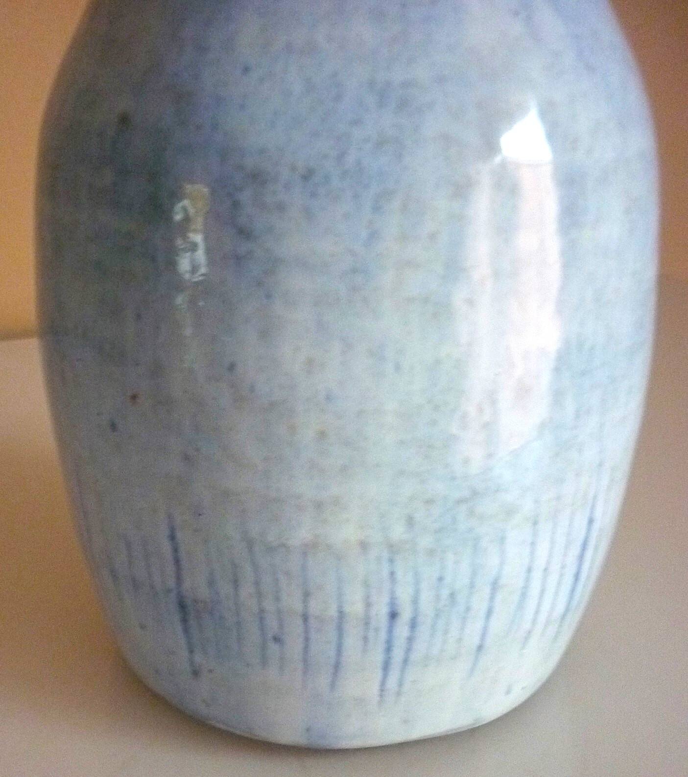 Glazed ceramic bottle vase, dated 1979, signature to be identified