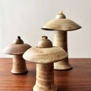 Set of three ceramic mushroom oil lamps by Freek Berends from the 1970s.