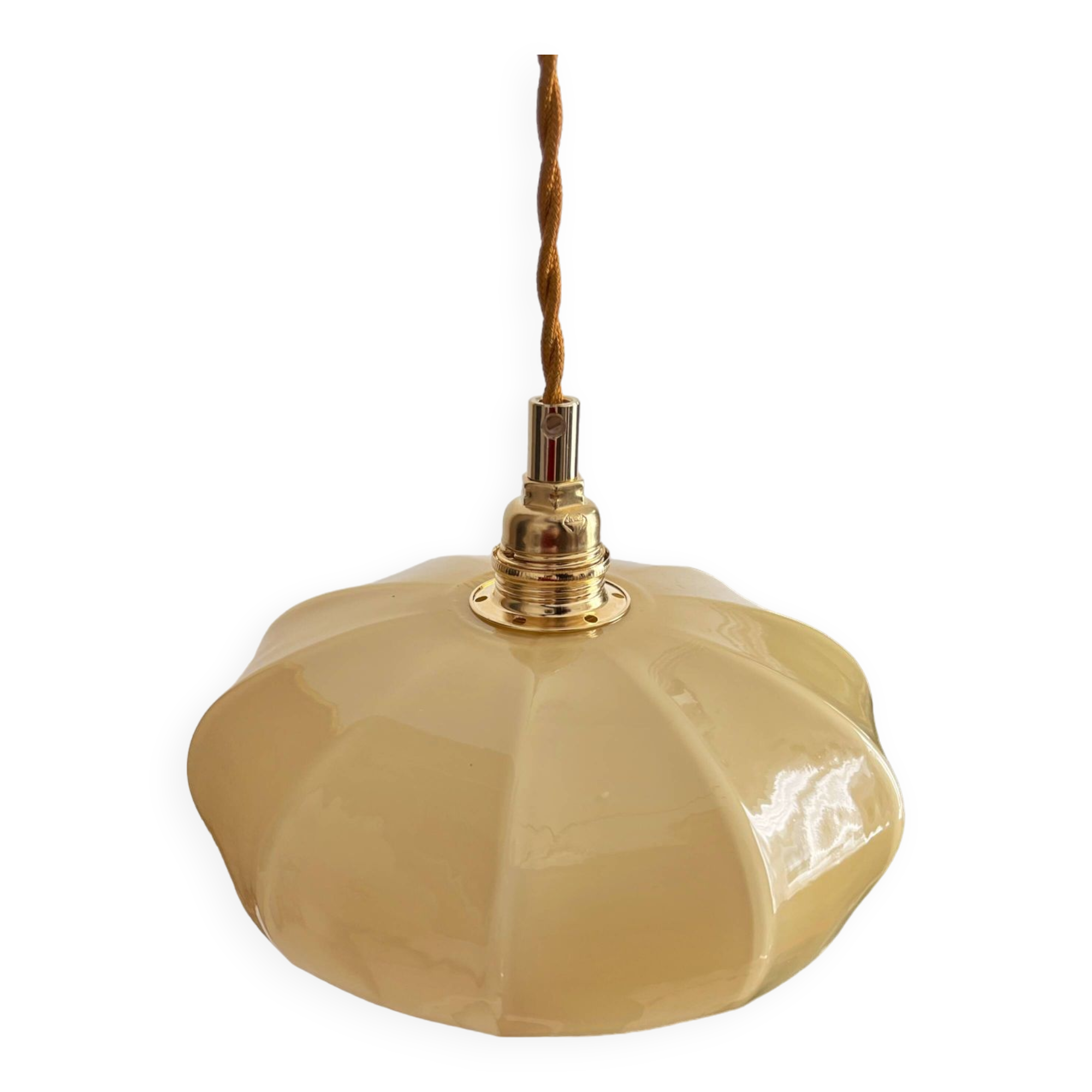 Medium size yellow opaline pendant light