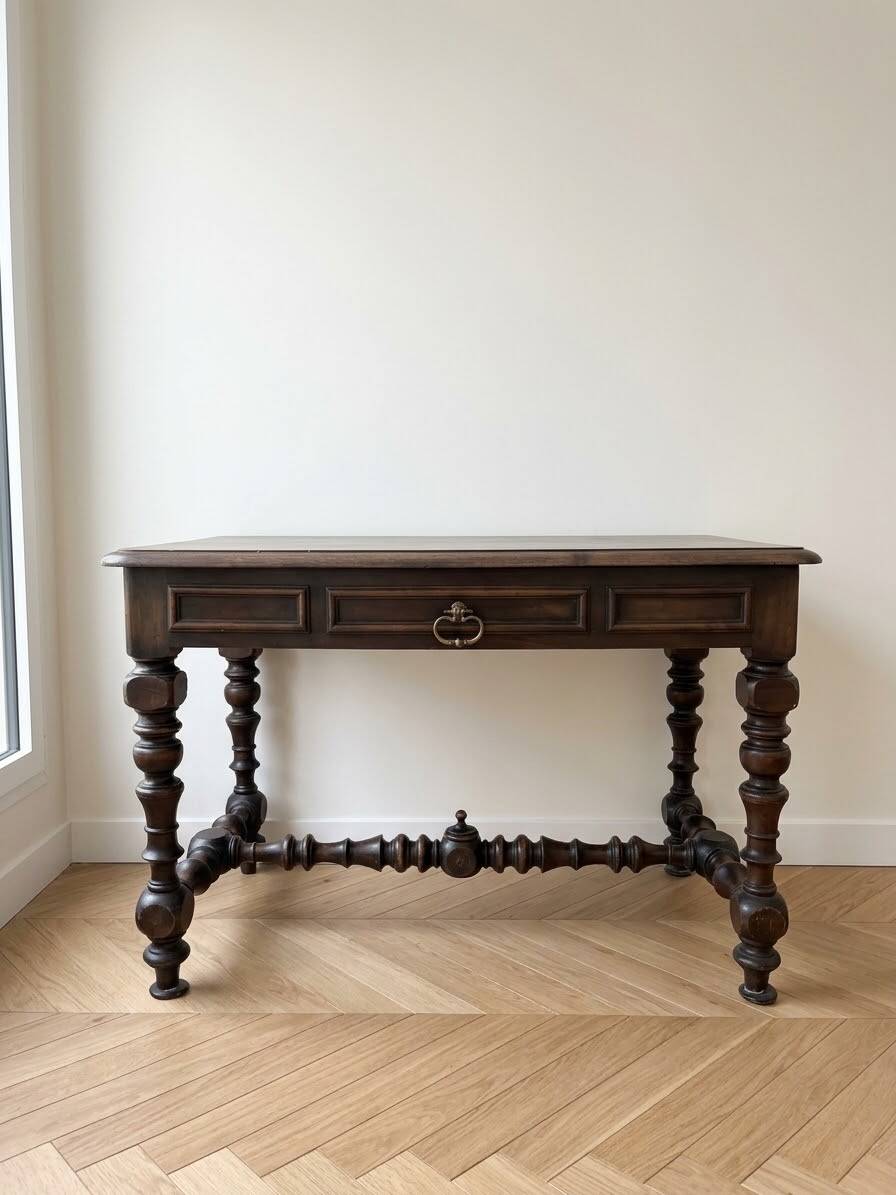 Antique Louis XIII style desk in solid wood