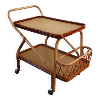 1960s rattan bar cart