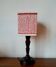 Lampe en bois art déco et abat-jour couture