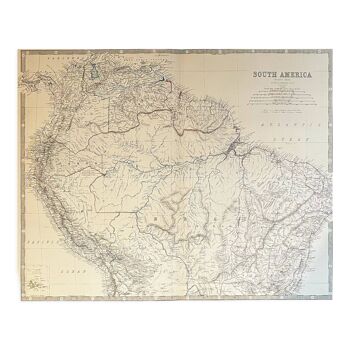 Carte antique de l’Amérique du Sud - Brésil vers 1869 Keith Johnston Royal Atlas Carte colorée à la main