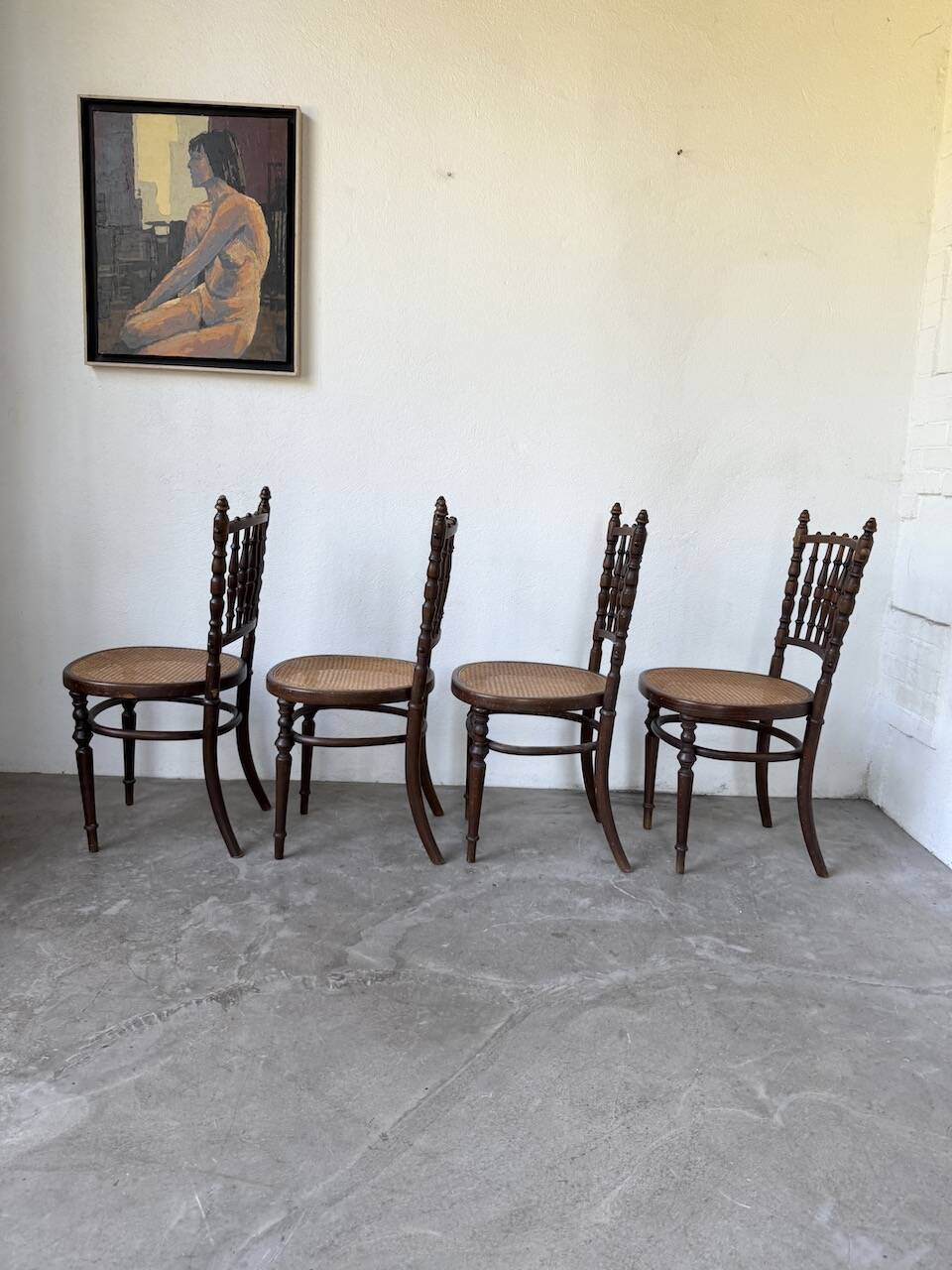 Set of 4 Fischel cane bistro chairs n019