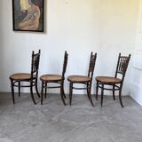 Série 4 chaises bistrot cannage Fischel n019