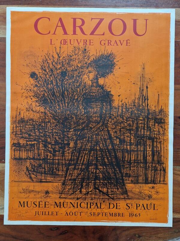 Jean Carzou (1907-2000) - Exhibition poster from 1965 - Imprimerie Mourlot - Dedicated by Carzou