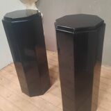 Pair of octagonal black lacquered wooden side tables