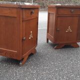 Art Deco oak and marble bedside tables 1930