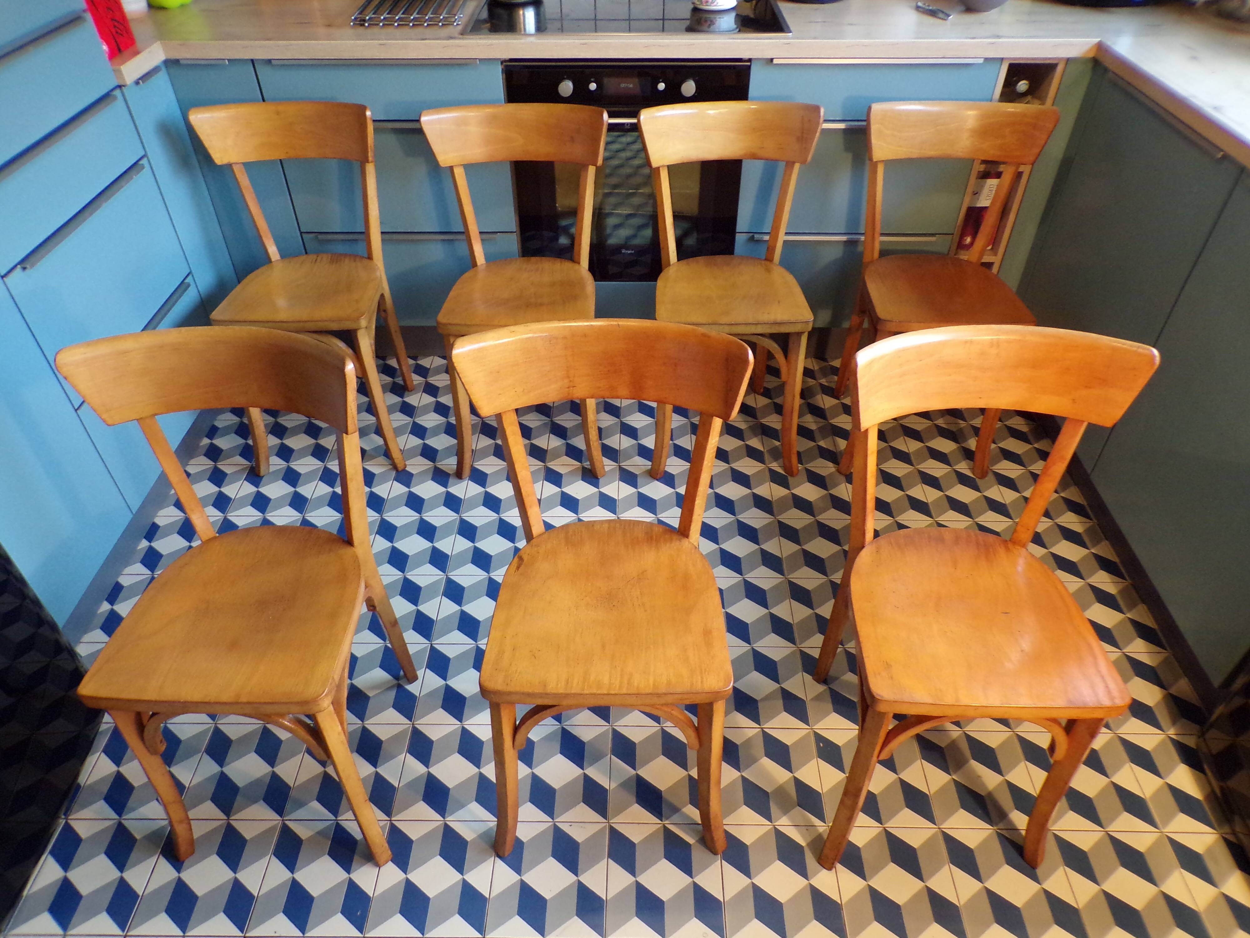 Set of 7 vintage bistro chairs