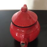 Red enamel teapot
