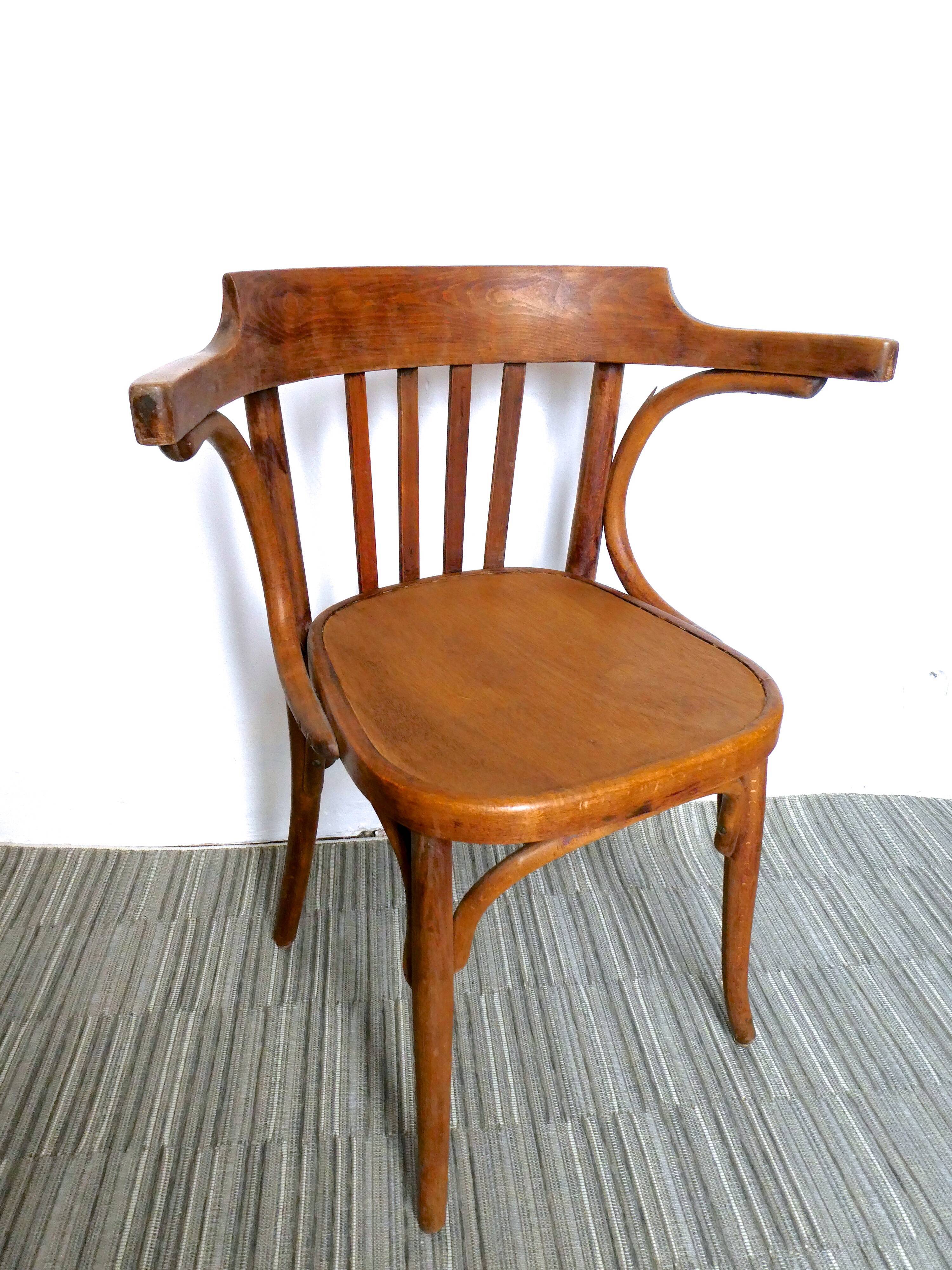 Paire de fauteuils de bistrot Fischel en bois courbé