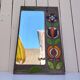 Miroir pierre de lave, fleurs émaillées, années 60-70