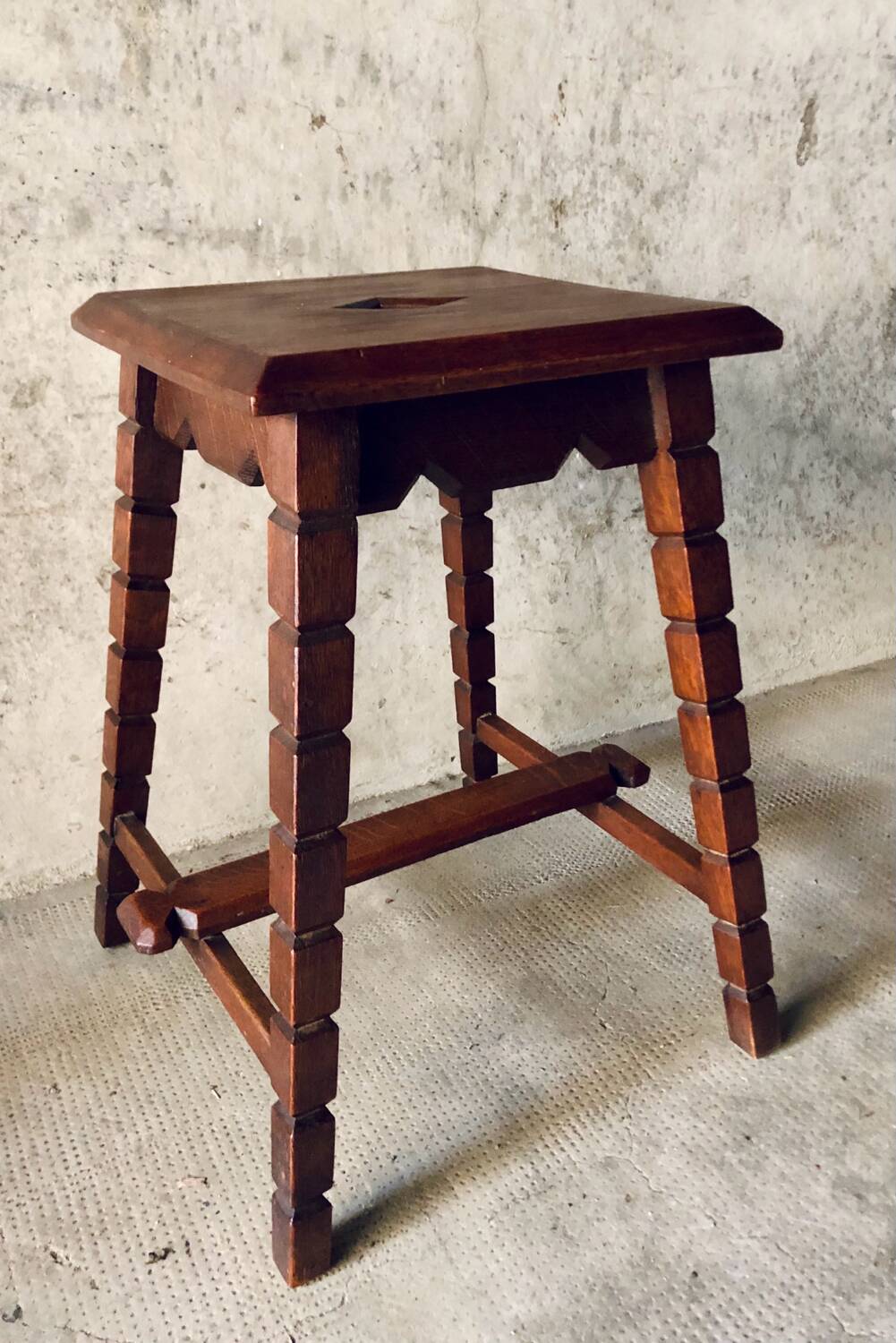 Mid-Century XX Oak Stool or Side Table