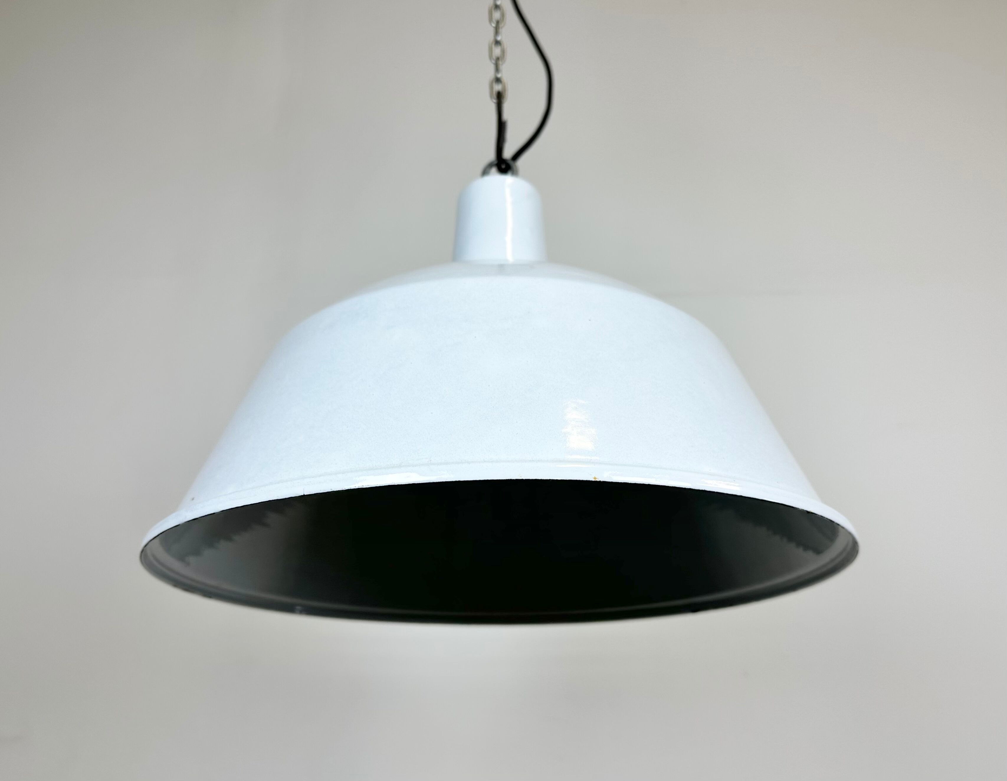 Industrial White Enamel Pendant Lamp from EMAX, 1960s