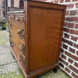 Art Deco chest of drawers, marble top, solid oak, dressing table