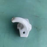 Two white porcelain coat hooks, one small and one larger, old