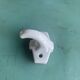 Two white porcelain coat hooks, one small and one larger, old