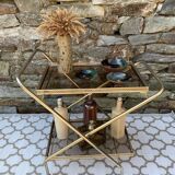 Golden dessert with wheeled glass tray