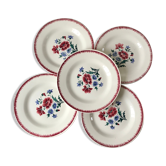 Lot de 5 assiettes plates Digoin Sarreguemines modèle Prairial