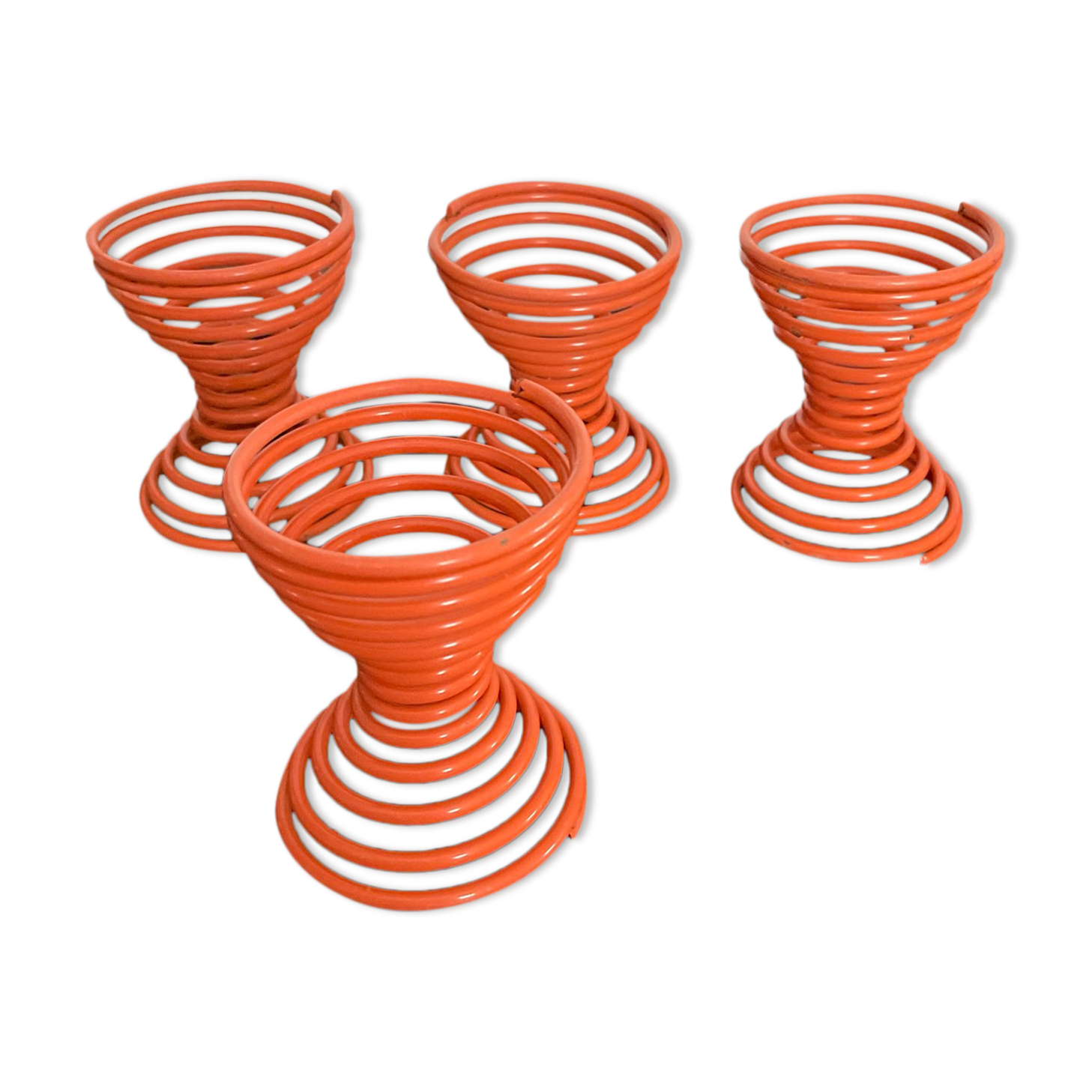 Series of 4 vintage poppies orange spring