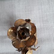 Vintage vegetable candle holder with a decoration of roses and golden leaves