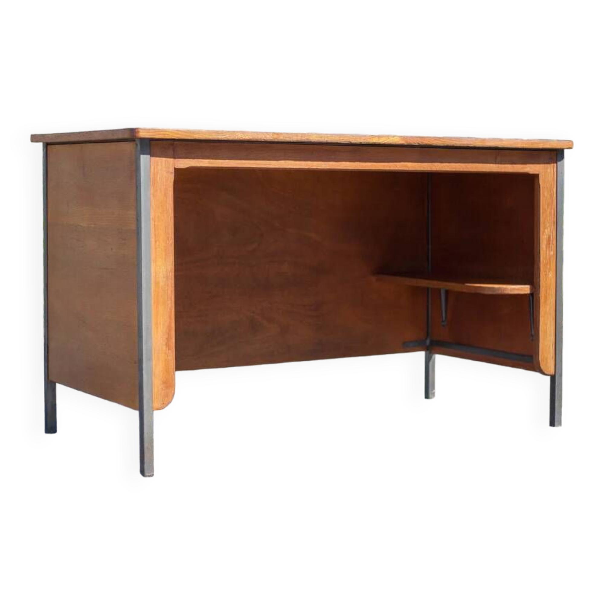 Wood and metal desk with Formica top, 50