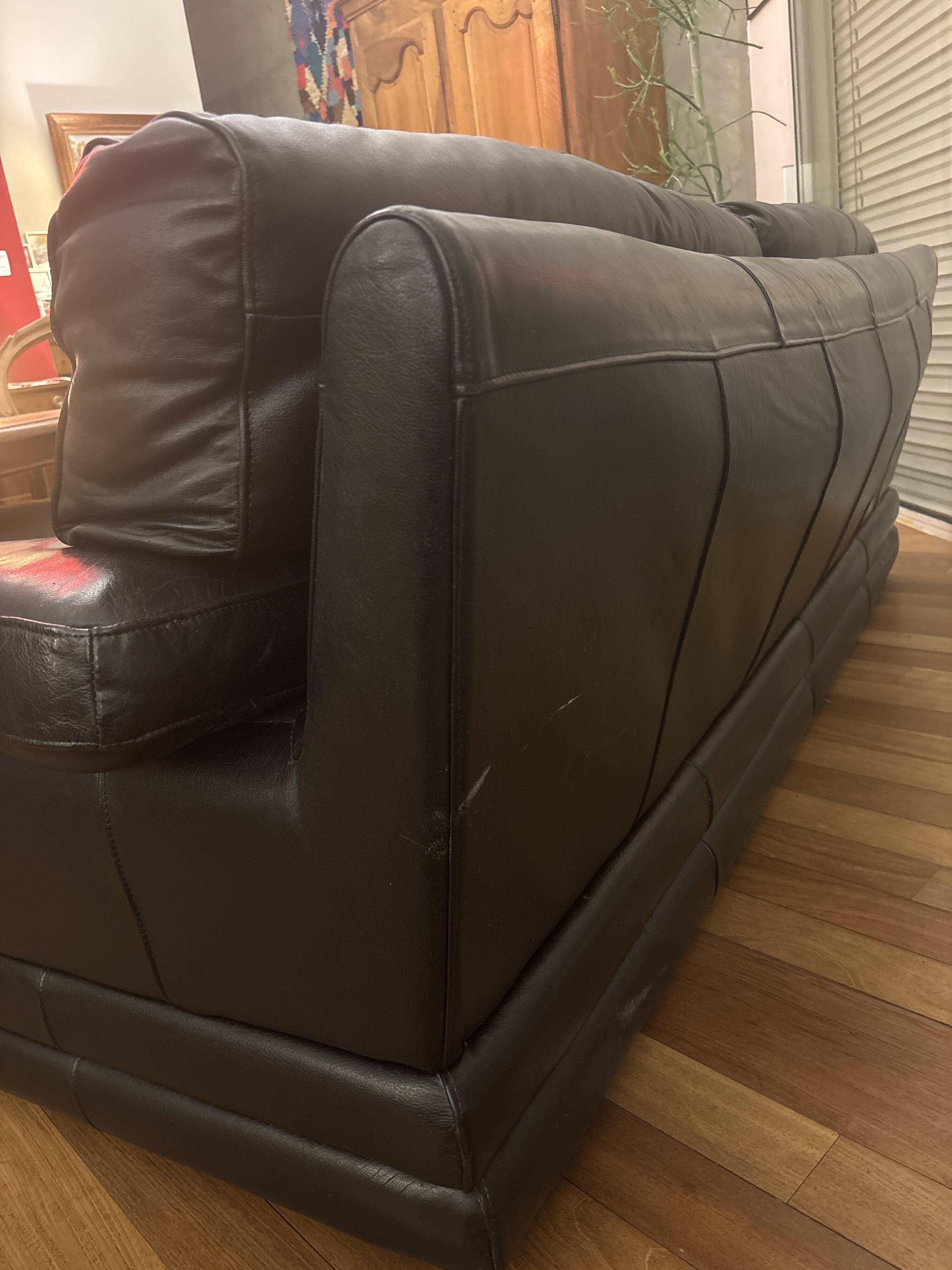 Black leather sofa