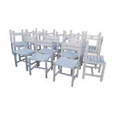 16 chaises en bois peinte lamelles jardin