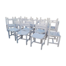 16 chaises en bois peinte lamelles jardin