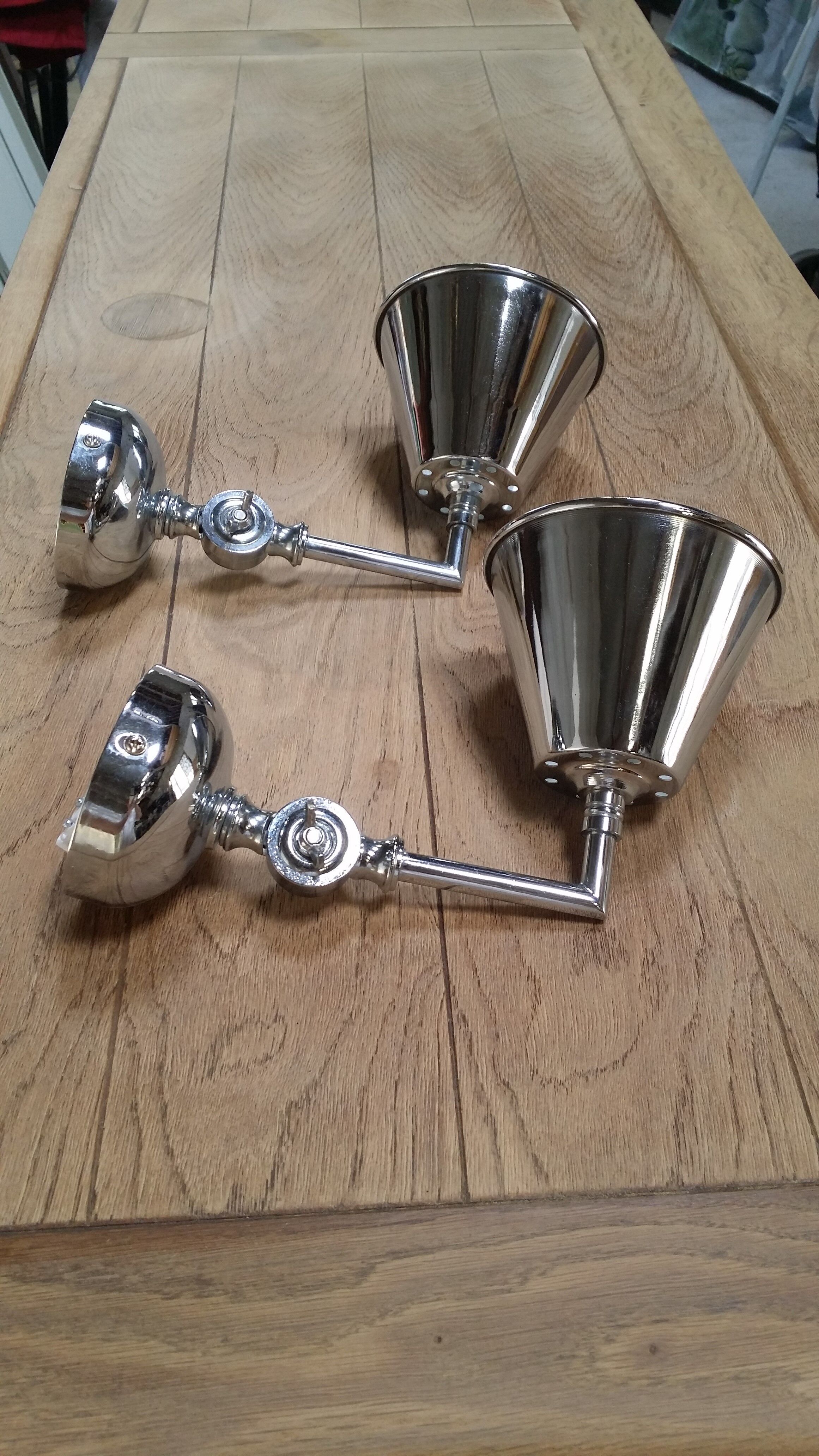 Pair of chrome wall lamps