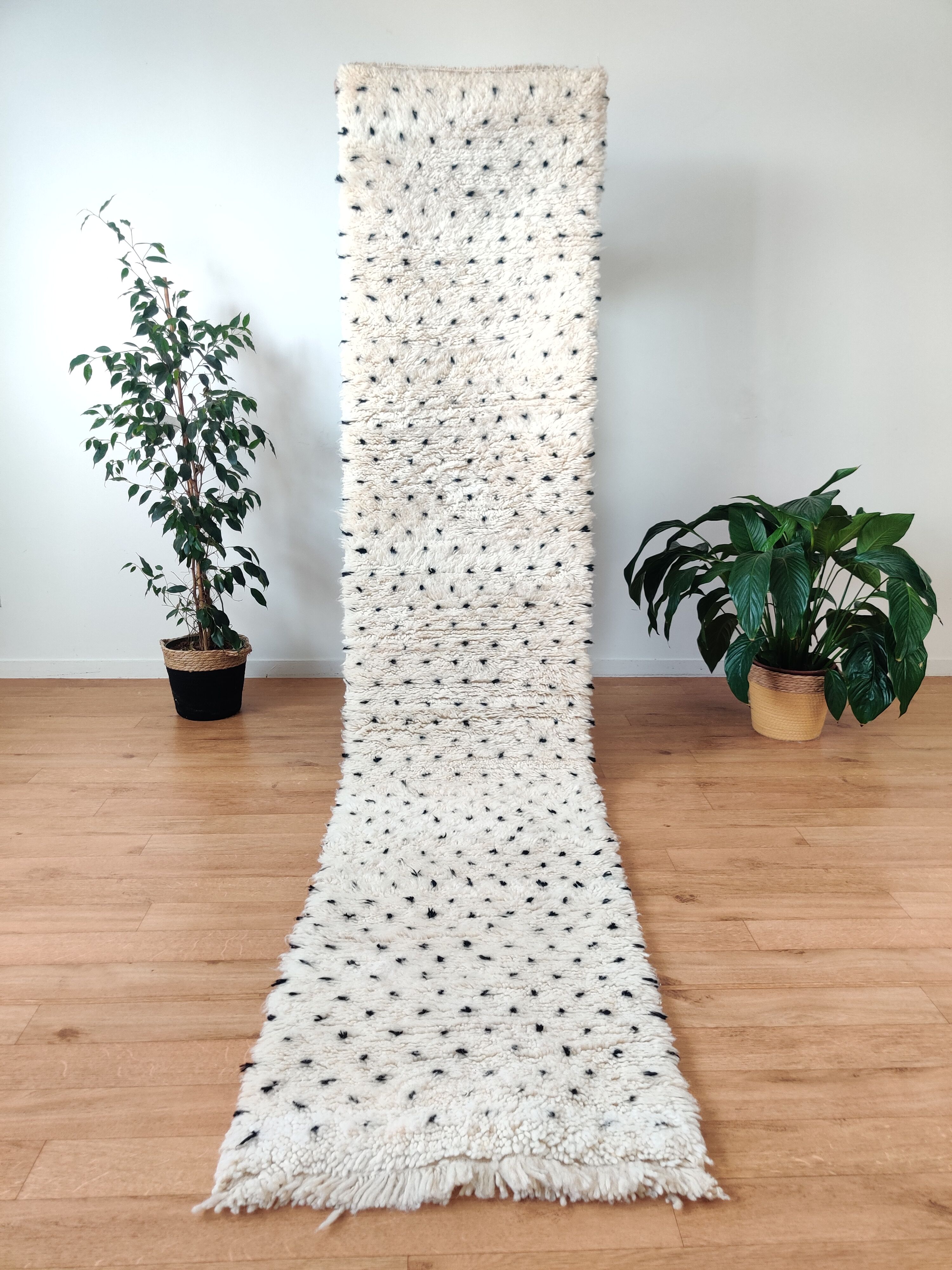 Berber runner rug with black dots