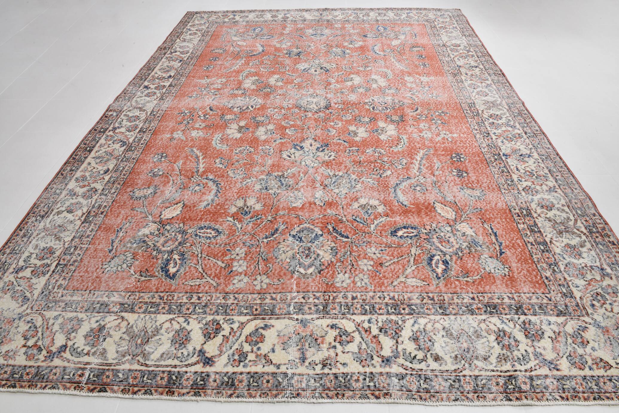 8x12 Persian Red & Blue Floral Persian Rug, Rugs For Living Room, 260x366Cm