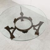 Sculpted steel flower coffee table, 1970s