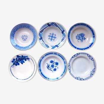 Ensemble de 6 assiettes bleues