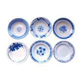 Ensemble de 6 assiettes bleues
