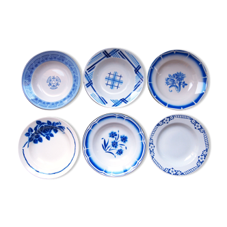 Ensemble de 6 assiettes bleues