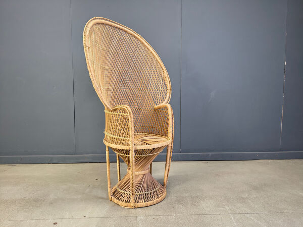 Fauteuil Emmanuelle en osier, années 1970