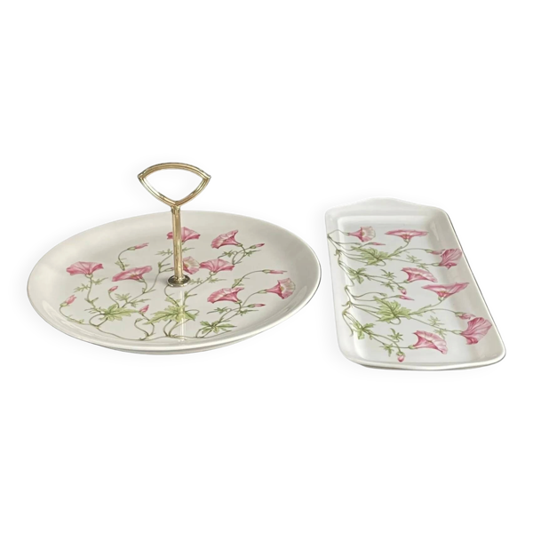 Lot de 2 plats en porcelaine Pillivuyt motif Liserons