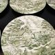 Set of 6 flat plates english style Lunéville verte