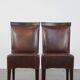 Set of 6 cognac-colored cowhide Art Deco design dining room chairs