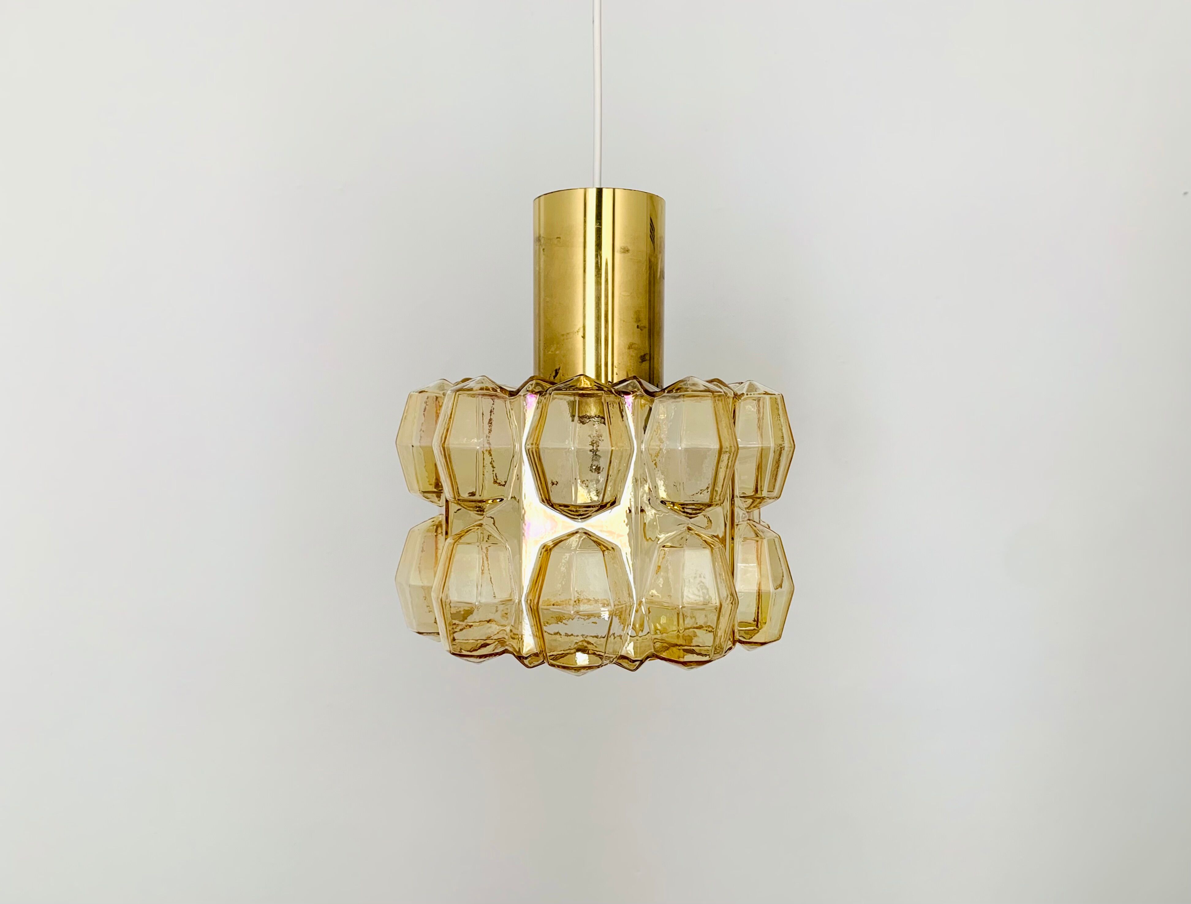 Amber Bubble Glass Pendant Lamp by Helena Tynell for Glashütte Limburg