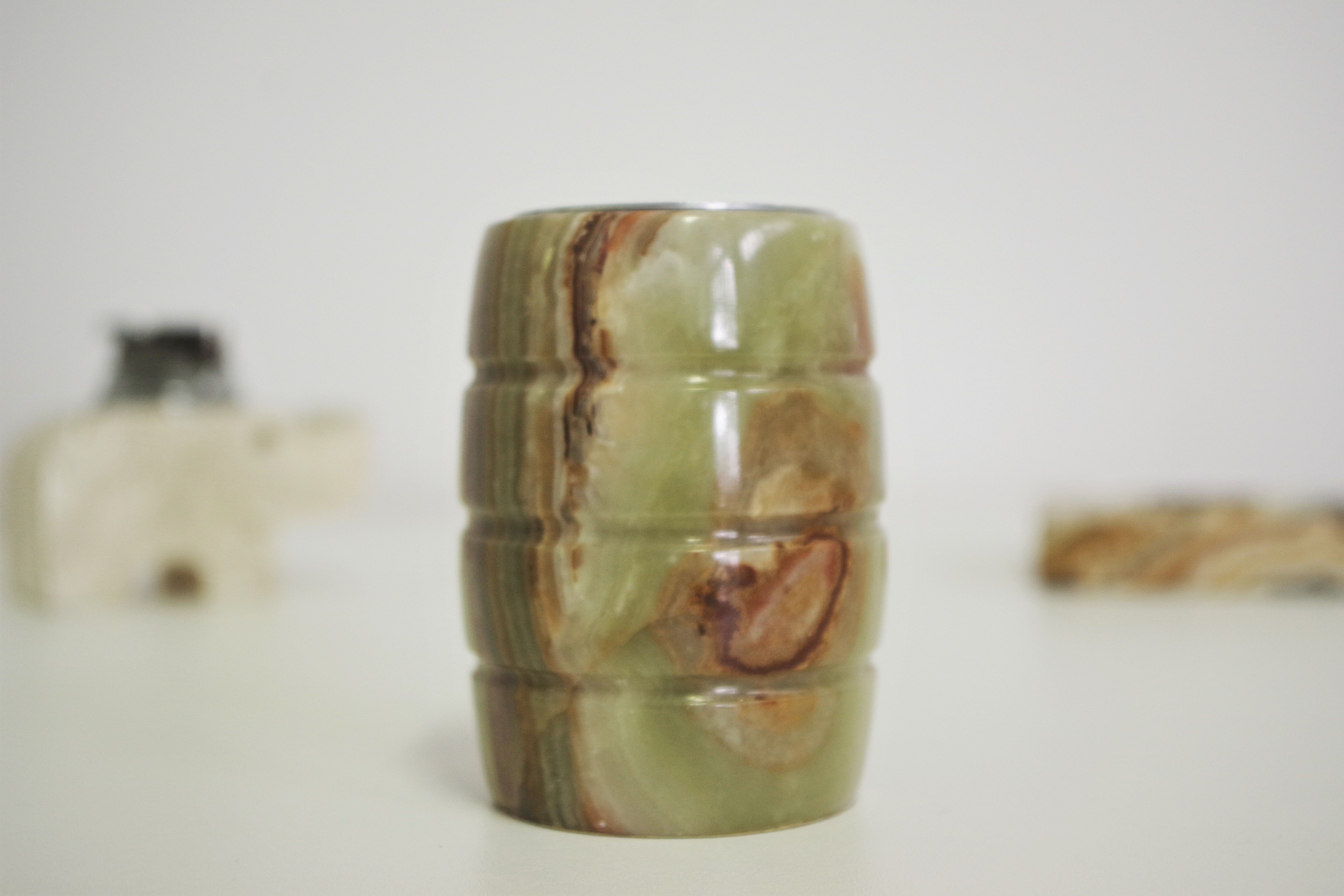 Smoking accessories in marble and onyx, 1970s, lot of 4