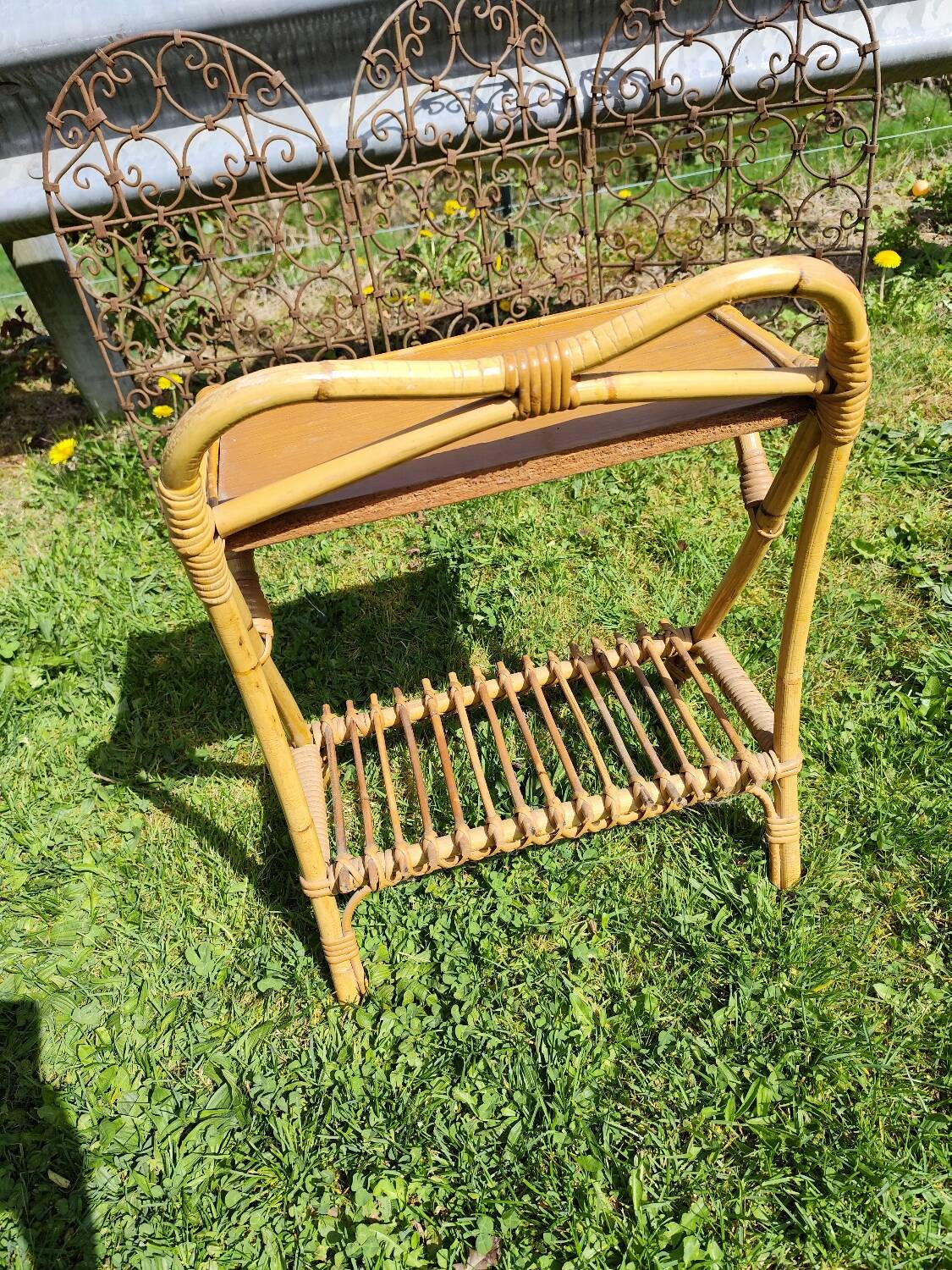 Bamboo and rattan bedside table